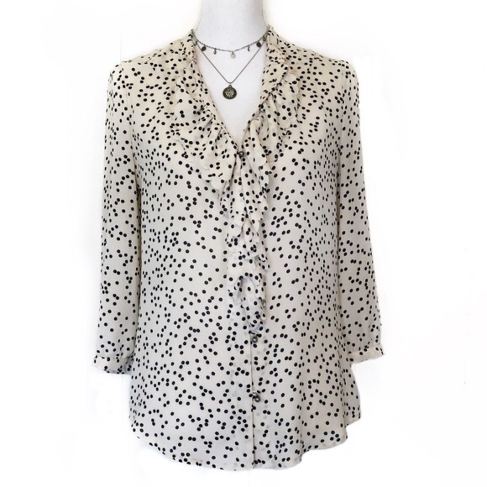 Anthropologie Ruffle Polka Dot Blouse